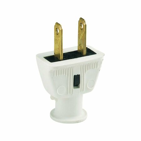COOPER INDUSTRIES Eaton Wiring Devices Electrical Plug, 2 -Pole, 15 A, 125 VAC, NEMA: NEMA 1-15, White 183-6W-BOX